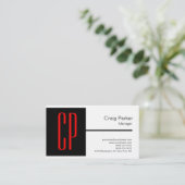 Carte De Visite Linge moderne noir blanc rouge Monogramme professi (Debout devant)