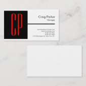 Carte De Visite Linge moderne noir blanc rouge Monogramme professi (Devant / Derrière)