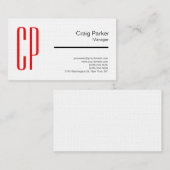 Carte De Visite Linge moderne noir blanc rouge Monogramme professi (Devant / Derrière)