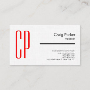 Carte De Visite Linge moderne noir blanc rouge Monogramme professi