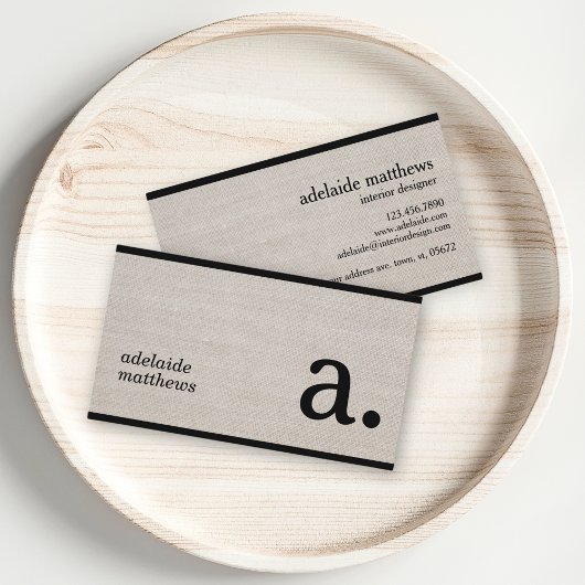 Carte De Visite Linge moderne professionnel look Monogramme initia