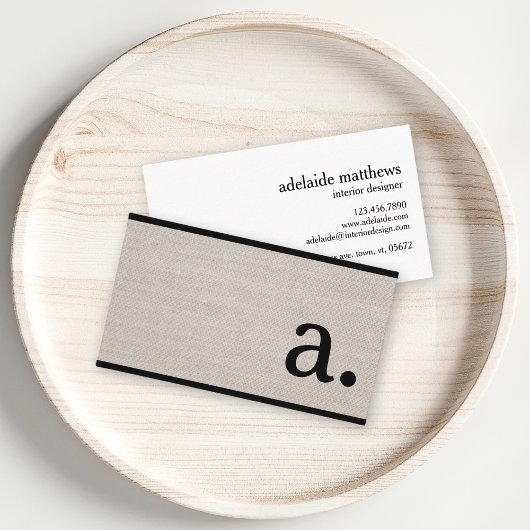 Carte De Visite Linge moderne professionnel look Monogramme initia