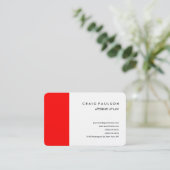 Carte De Visite Linge moderne rouge blanc professionnel minimalist (Debout devant)