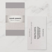 Carte De Visite Linge moderne Silver rayé élégant gris Taupe (Devant / Derrière)