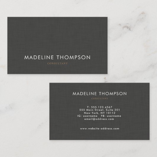 Carte De Visite Linge noir professionnel simple (Devant / Derrière)