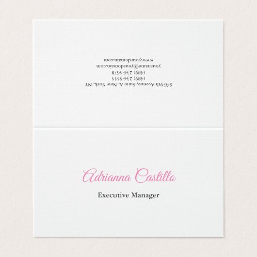 Carte De Visite Linge Plain Simple Noir Blanc Minimal manuscrit (Extérieur déplié)