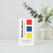 Carte De Visite Linge Professionnel Moderne Bleu Jaune Rouge Blanc (Debout devant)