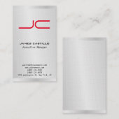 Carte De Visite Linge Professionnel Moderne Gris Rouge Monogramme (Devant / Derrière)