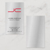 Carte De Visite Linge Professionnel Moderne Gris Rouge Monogramme (Devant / Derrière)