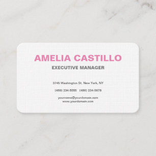 Carte De Visite Linge Rose Blanc Moderne Élégant Simple Minimalist