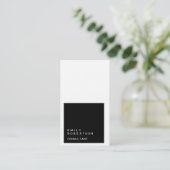 Carte De Visite Linge Simple Plaque Noir & Blanc Moderne Minimalis (Debout devant)