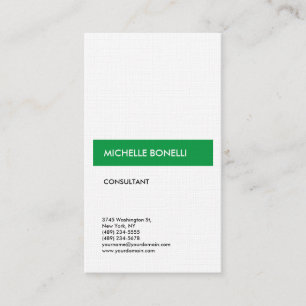 Carte De Visite Linge Simple Uni Moderne Minimaliste Vert Blanc