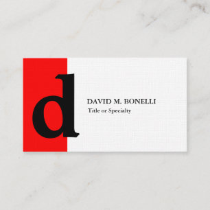 Carte De Visite Linge tendance moderne monogramme rouge noir
