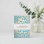 Carte De Visite Linge turquoise et Cercles d'or Look Salon de beau (Debout devant)