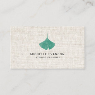 Carte De Visite Linge Turquoise vert Ginkgo Leaf Élégant