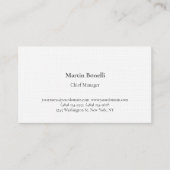 Carte De Visite Linge Unique Classique Simple Blanc (Devant)