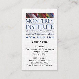 Carte De Visite L'institut de Monterey de l'International étudie