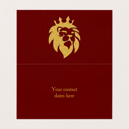 Carte De Visite Lion Avec Couronne - Style Or 1 (Intérieur déplié)