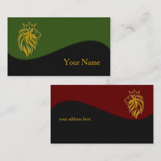 Carte De Visite Lion Avec Couronne - Style Or 2 (Devant / Derrière)