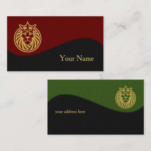 Carte De Visite Lion Avec Couronne - Style Or 4 (Devant / Derrière)