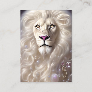 Carte De Visite Lion blanc magique pleine face