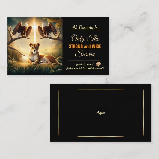 Carte De Visite Lion et aigle Dire fort (Devant / Derrière)