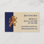 Carte De Visite Lion médiéval Blue Fleur de Lis d'or (Devant)