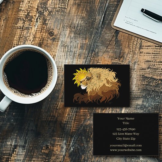 Carte De Visite Lion noir jaune Mandal Sun