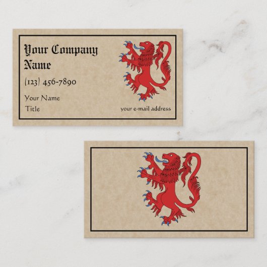 Carte De Visite Lion Rampant Gules (Devant / Derrière)