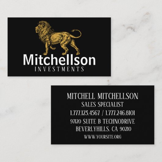 Carte De Visite Lion royal (Devant / Derrière)