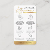 Carte De Visite Lip Filler After Care Guide White & Gold Logo (Devant)