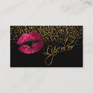 Carte De Visite Lipcolor avec Confetti Or et Lèvres roses chaudes