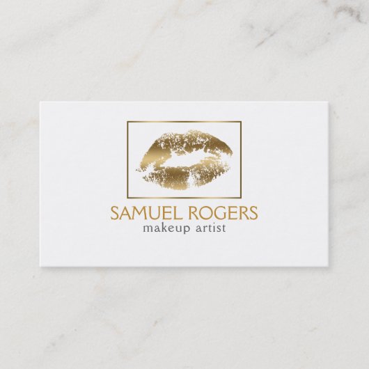 Carte De Visite Lips or et cadre géométrique (Devant)