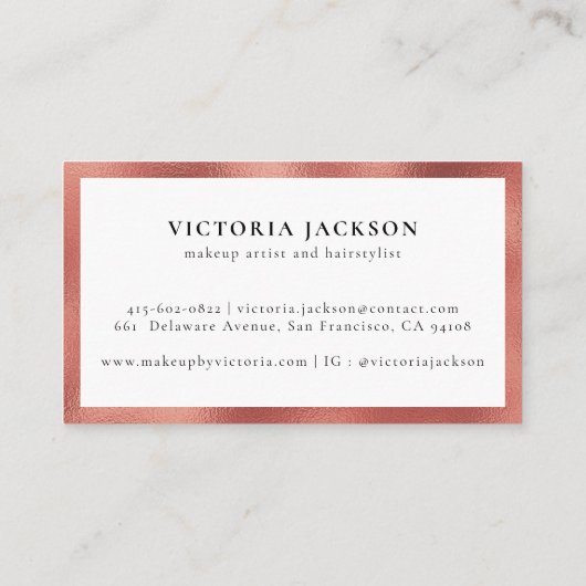 Carte De Visite Lips rose Gold Foil Moderne Elégant Beauté Blanche (Dos)