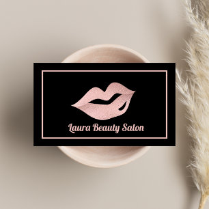 Carte De Visite Lips Rose Gold Glam Maquillage Artiste Beauté Salo