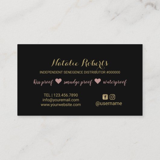 Carte De Visite LipSense Distributor 3D Script Rose Gold Dripping (Dos)