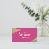 Carte De Visite LipSense Distributor Gold Stroke Hot rose maquilla (Debout devant)