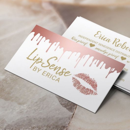 Carte De Visite Lipsense Distributor Rose Gold Drip Maquillage