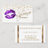 Carte De Visite Lipsense Gold Confetti & Purple Lips (Devant / Derrière)