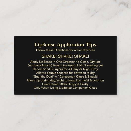 Carte De Visite Lipsense Lipstick Distributeur Moderne Lips Or (Dos)