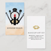 Carte De Visite Lipstick et miroir de maquillage | Brosses de Mua (Devant / Derrière)