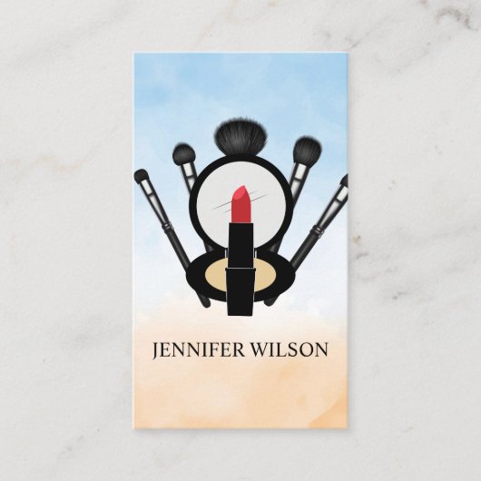 Carte De Visite Lipstick et miroir de maquillage | Brosses de Mua (Devant)