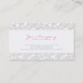 Carte De Visite Liquide blanc ivoire - Damas florales Effet bossé  (Dos)