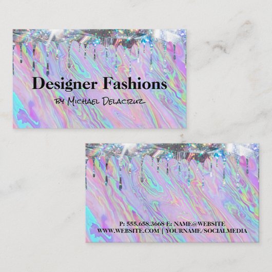 Carte De Visite Liquide Iridescendant | Lavette Shimmer | Style (Devant / Derrière)