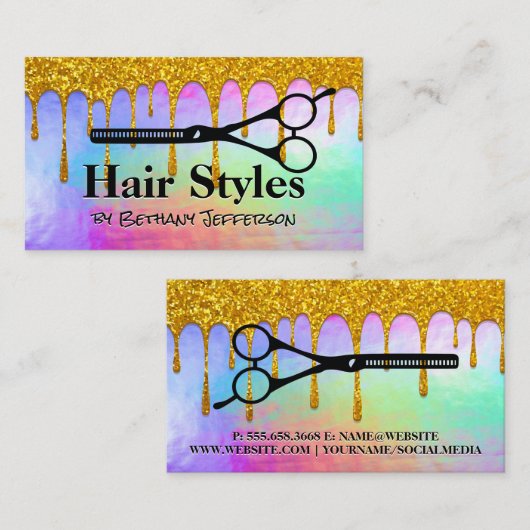 Carte De Visite Liquide Iridescendant | PARTIES SCINTILLANT | Cise (Devant / Derrière)