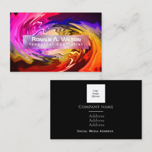 Carte De Visite Liquide Multicolore Personnalisé avec Effet de Tor