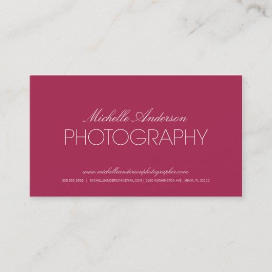 CARTE DE VISITE LISSE DE PHOTOGRAPHIE DU (Devant)