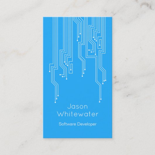 Carte de visite lisse plat de techno - bleu (Devant)