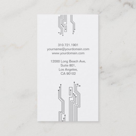 Carte de visite lisse plat de techno - gris-foncé (Dos)