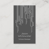 Carte de visite lisse plat de techno - gris-foncé (Devant)